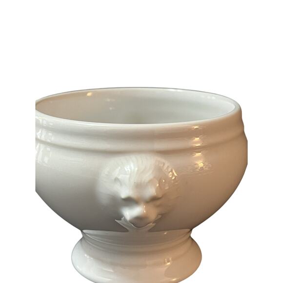 Revol France Lion Head White Porcelain Footed Bowl 11 oz Set of 2 Sugar Trinket - Picture 1 of 13